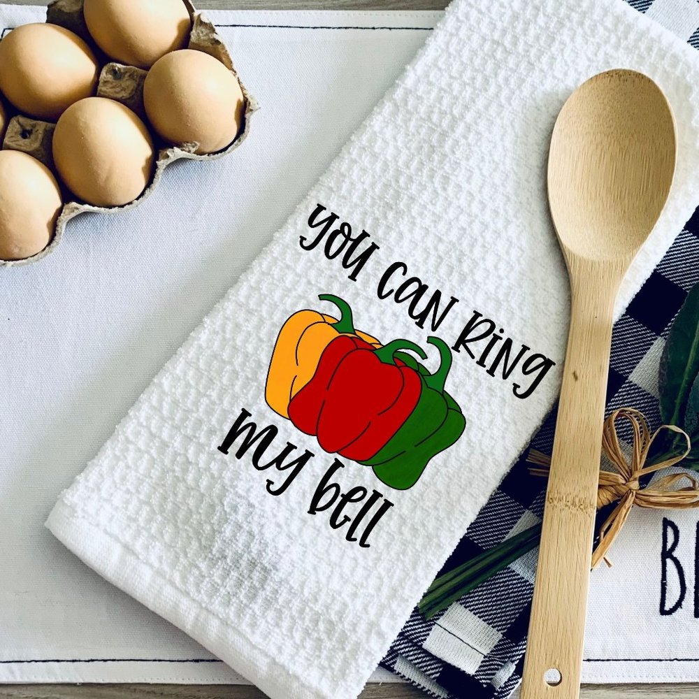 TEA TOWEL-YOU CAN RING MY BELL-FUNNY KITCHEN TOWEL-…